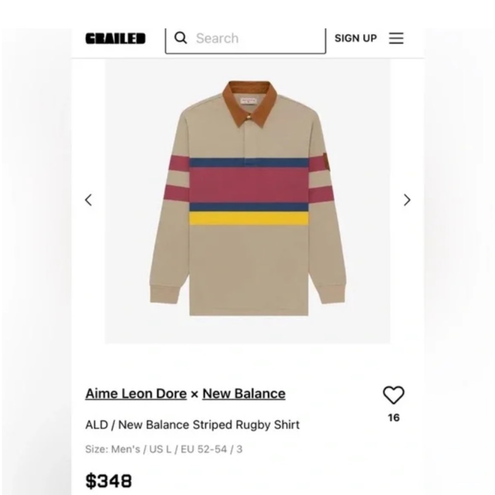 Aime Leon Dore x New Balance XXL Rainier Rugby Long Sleeve Shirt Striped - Picture 13 of 16